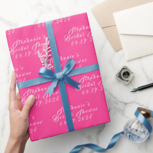 Papel De Regalo Rosa Caliente Patrón Moderno Novia Despedida de So