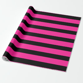 Papel De Regalo Rosa Caliente y Moda Negra a Rayas Fiesta