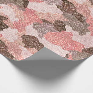 Papel De Regalo Rosa Camuflage Gold Purpurina Camo Glam