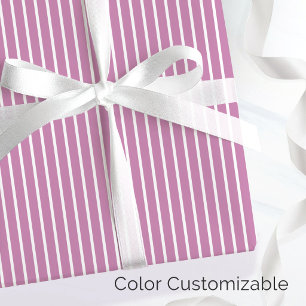 Papel De Regalo Rosa Chic y Blanco Minimalista Franja Fina