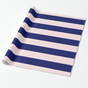 Papel De Regalo Rosa Claro, Azul Marino XL Rayas Patrón V