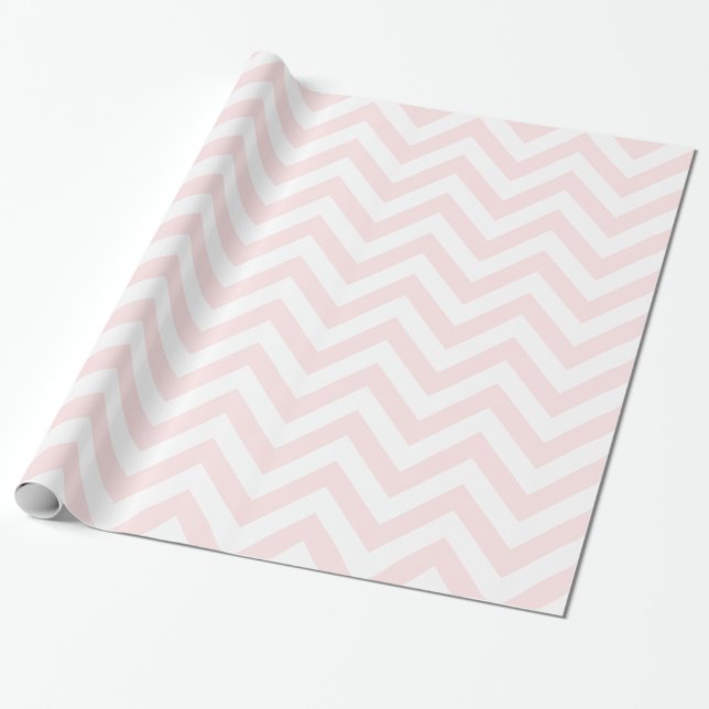 Papel De Regalo Rosa Claro Blanco XL Patrón Chevron ZigZag (Desenrollado)