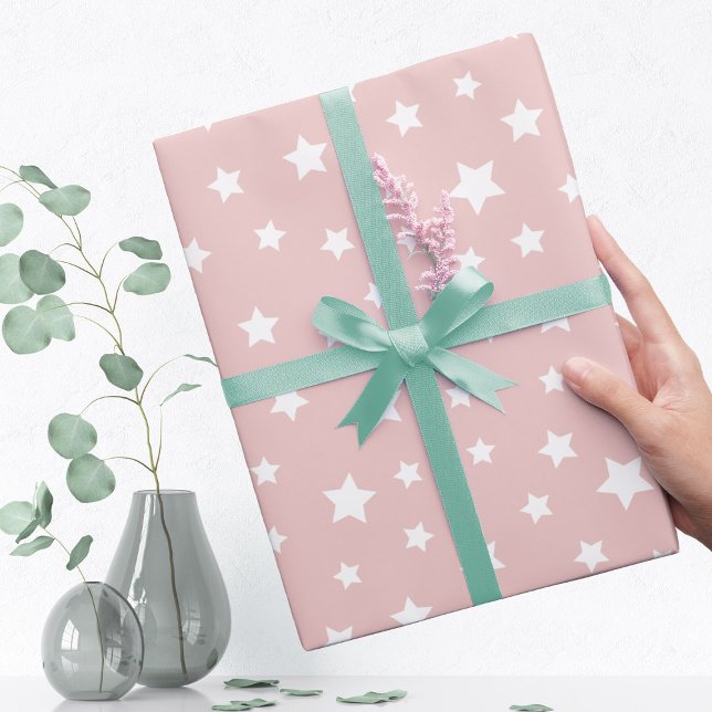 Papel De Regalo Rosa claro con patrón de estrella (Subido por el creador)