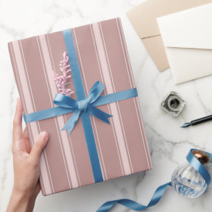 Papel De Regalo Rosa Claro Gris Terroso y Rayas Rosa Pálido