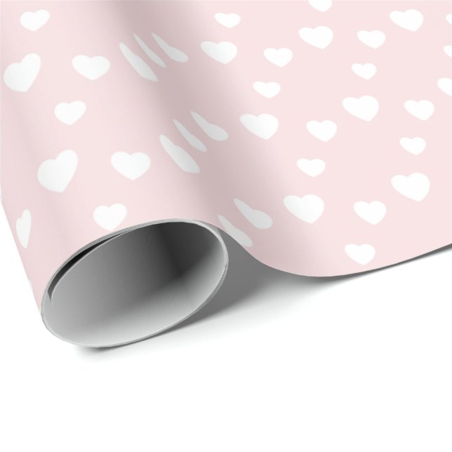 Papel De Regalo Rosa claro y corazón, cumpleaños, ducha, fiesta (Esquina del rollo)