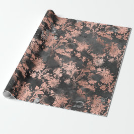 Papel De Regalo Rosa Cobre Grafito Floral Grungy Shabby Chic