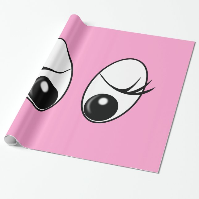 Papel de Regalo Rosa con Ojos Curiosos (Desenrollado)