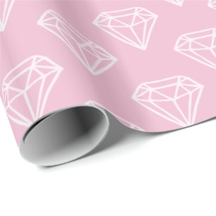 Papel de regalo rosa con patrón de joya de diamant