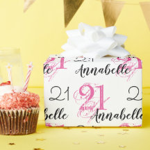 Papel de regalo rosa cumpleaños 21