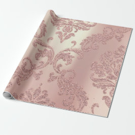 Papel De Regalo Rosa Damask Gold Royal Metallage