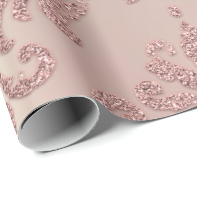 Papel De Regalo Rosa Damask Gold Royal Metallage (Esquina del rollo)
