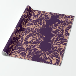 Papel De Regalo Rosa Damask Gold Royal Purple Antonietta Cottage