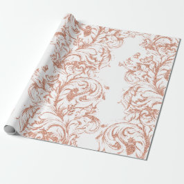 Papel De Regalo Rosa Damask Gold Royal White Antonietta Cottage