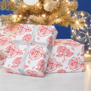 Papel De Regalo Rosa de Arte de Línea Roja