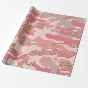 Papel De Regalo Rosa de camuflaje Oro Rubor Modelo de ejército de 