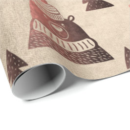 Papel De Regalo rosa de cobre de color oro estampado en árbol de N