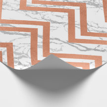 Rosa de cobre Mármol de oro Zig Zag Chevron Blanco