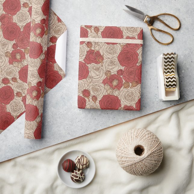 Papel De Regalo Rosa de cosecha (Artesanía)