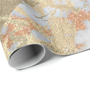 Papel De Regalo Rosa de Féxier de Gris de cobre Marble de oro bril