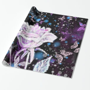 Papel De Regalo Rosa de invierno y mariposas - Hermosas