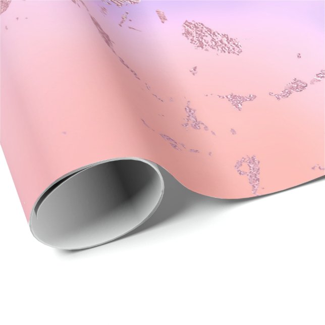 Papel De Regalo Rosa de lujo Gold Peach Pastel Purple Marble (Esquina del rollo)