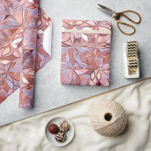 Papel De Regalo Rosa de moda Gold Pearl Lavender Abstract Flowers
