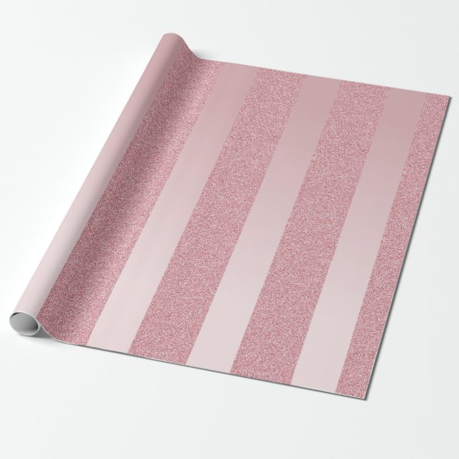 Papel De Regalo Rosa de moda Purpurina de oro plantilla moderna el (Desenrollado)