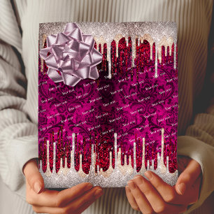 Papel De Regalo rosa de moda purpurina marrón rubor rojo monograma