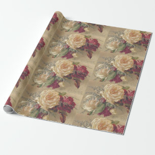 Papel De Regalo Rosa de navidad del Victorian