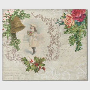 Papel De Regalo Rosa de Navidades victorianos, Collage Pine & Holl