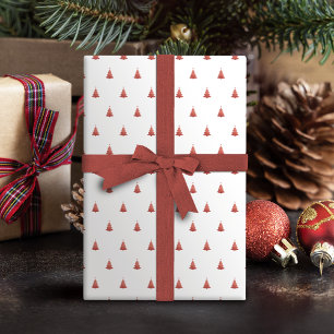 Papel De Regalo Rosa de Oro de Invierno y árbol de Navidad Blanco