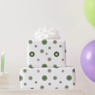 Papel De Regalo Rosa de oro Green Polka Dots Geométrico Círculo