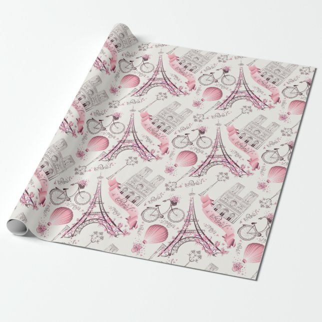 Papel De Regalo Rosa de París (Desenrollado)