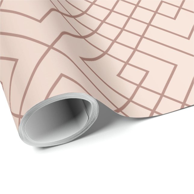 Papel De Regalo Rosa de patrón de lujo Gold (Esquina del rollo)
