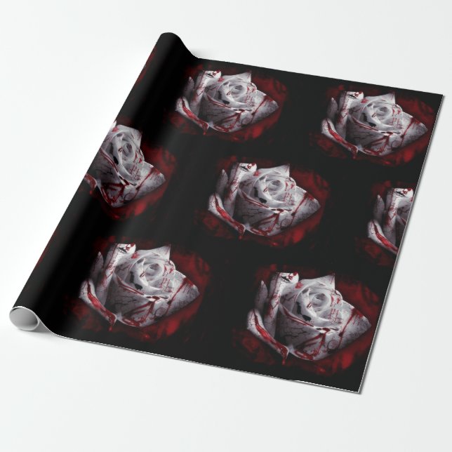 Papel De Regalo Rosa de sangre gótico (Desenrollado)