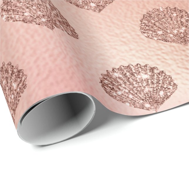 Papel De Regalo Rosa de sirenas Purpurina Princesa Rosa de Oro (Esquina del rollo)