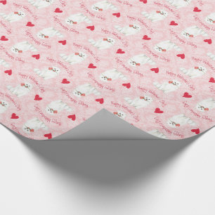 Papel De Regalo Rosa de Valentine americano Eskimo Dog