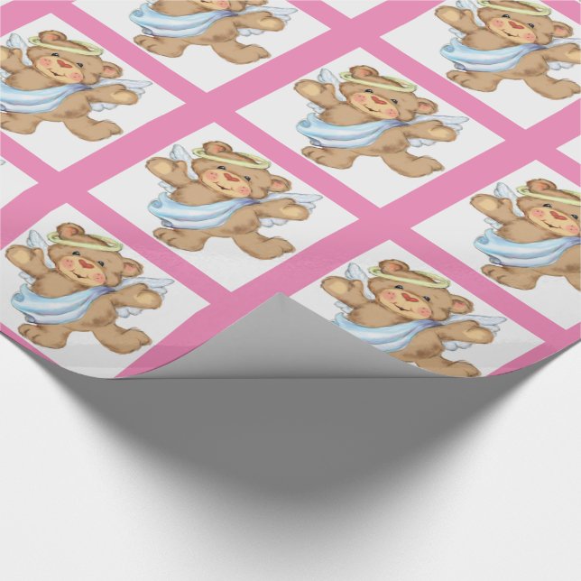 Papel De Regalo Rosa del oso ángel (Esquina)