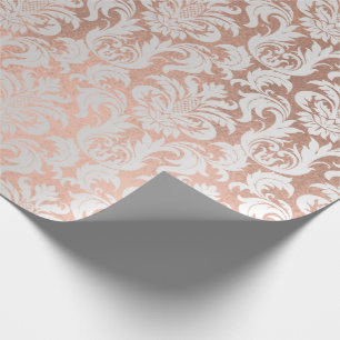 Papel De Regalo Rosa delgado metálico dorado Coppe Gris Plata Dama