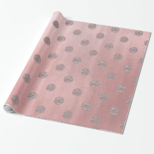 Papel De Regalo Rosa Dorado Brillo Rosado Lunares Glamour Moderno 
