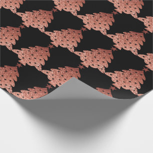 Papel De Regalo Rosa Dorado Cobre Negro Árbol de Navidad