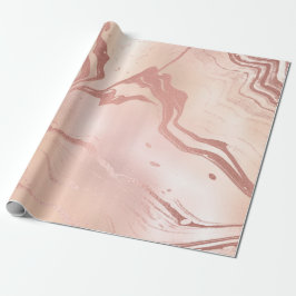 Papel De Regalo Rosa Dorado Marfil Skinny Molten Vidrio Mármol