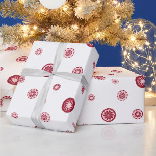 Papel De Regalo Rosa Dorado Rojo Blanco Lunares Círculo Geométrico