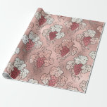 Papel De Regalo Rosa dorado y rosa rubor tema vino francés<br><div class="desc">Papel de regalo con patrón de viñedo de uva vintage de París.</div>