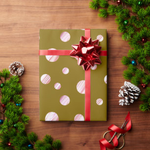 Papel De Regalo Rosa Dots de Polka Oro Círculo Geométrico Marrón A