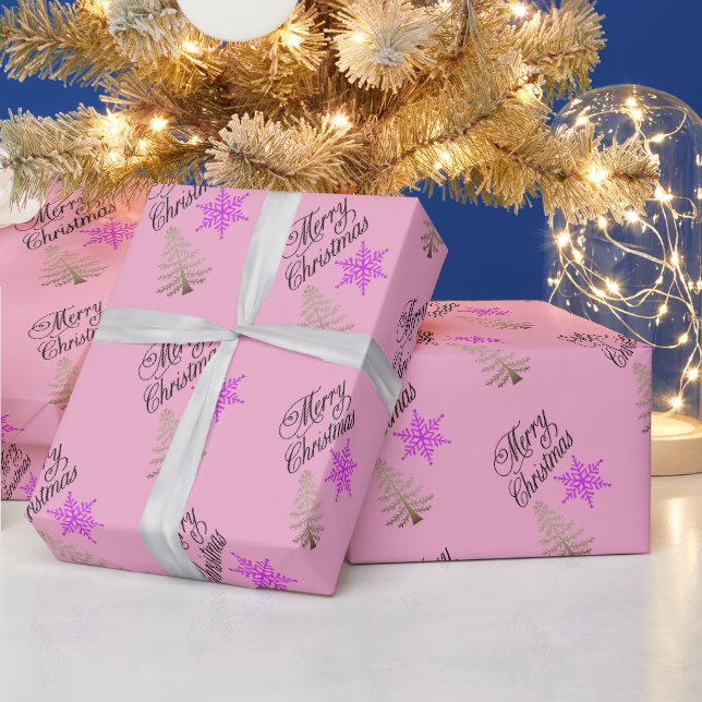 Papel de regalo rosa dulce de Navidad (Vacaciones)