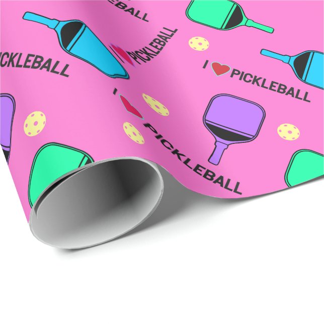 Papel De Regalo  Rosa dulce me encanta el pickleball  (Esquina del rollo)