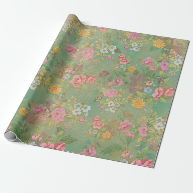 Papel De Regalo Rosa en la cosecha verde (Desenrollado)