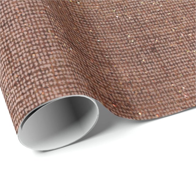 Papel De Regalo Rosa Faux Sepia Linen Mesh Metalllap (Esquina del rollo)