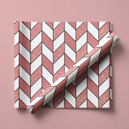 Papel De Regalo Rosa Femenina Rosa Dorado Brillo Espina de Arenque